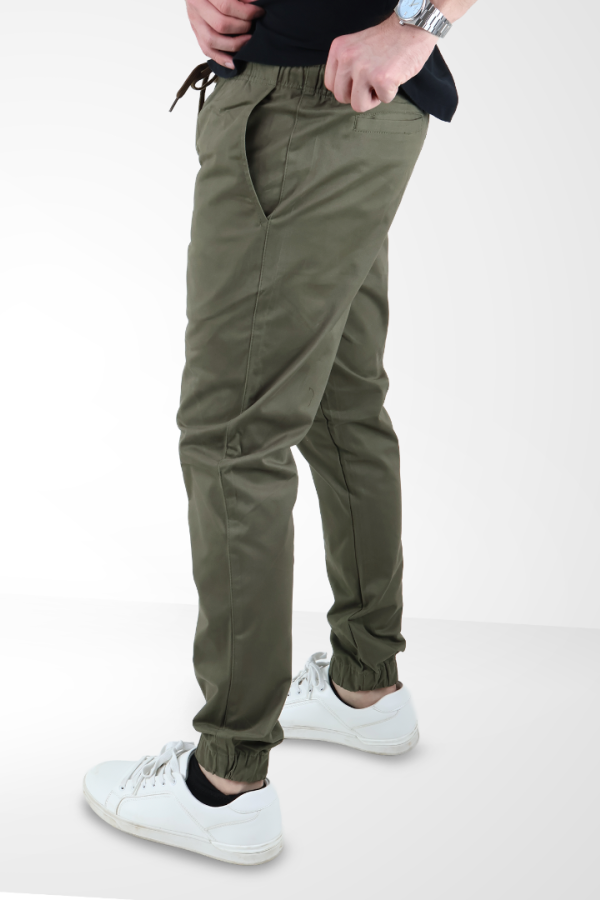 Jogger Casual Con Elástico En Cintura Verde Militar Para Hombre